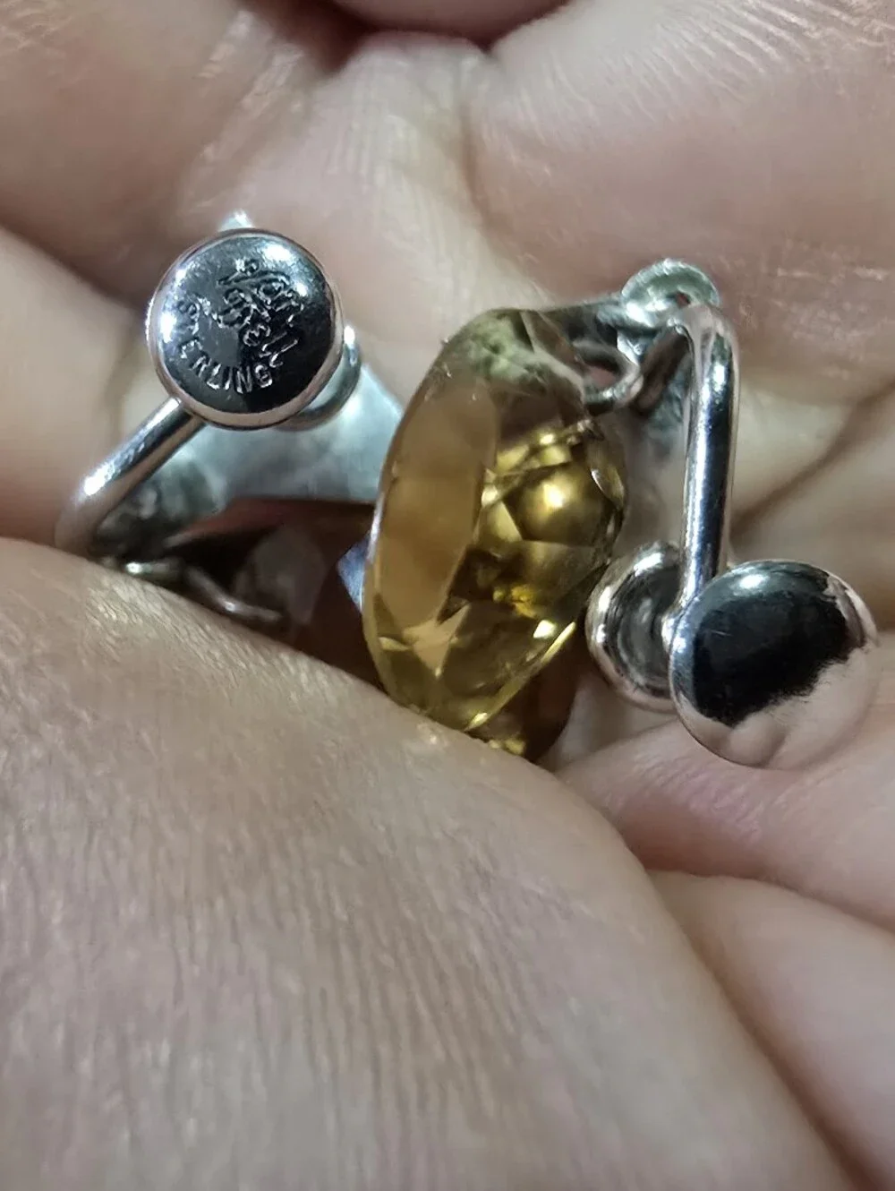 Vintage Van Dell Sterling Citrine Marcasite Screw Back Earrings